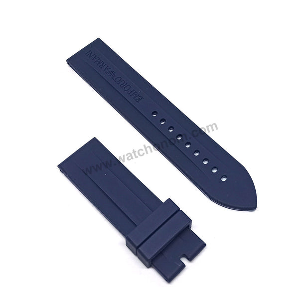 Fits/For Emporio Armani AR0687 , AR6113 - 23mm Navy Blue Rubber Silicone Replacement Watch Band Strap Belt