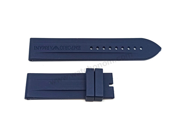 Fits/For Emporio Armani AR0687 , AR6113 - 23mm Navy Blue Rubber Silicone Replacement Watch Band Strap Belt