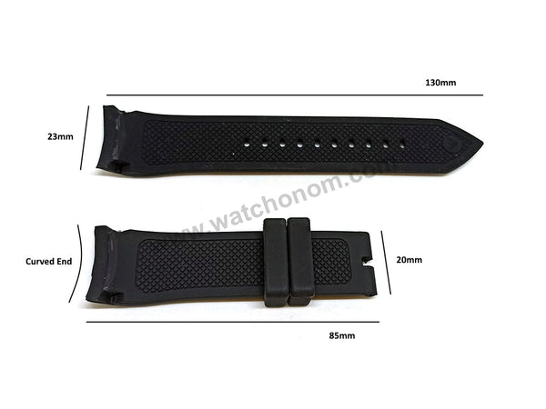 Fits/For Emporio Armani Tazio AR5977 , AR5978 , AR6053 - 23mm Black Rubber Silicone Replacement Curved End Watch Band Strap Belt