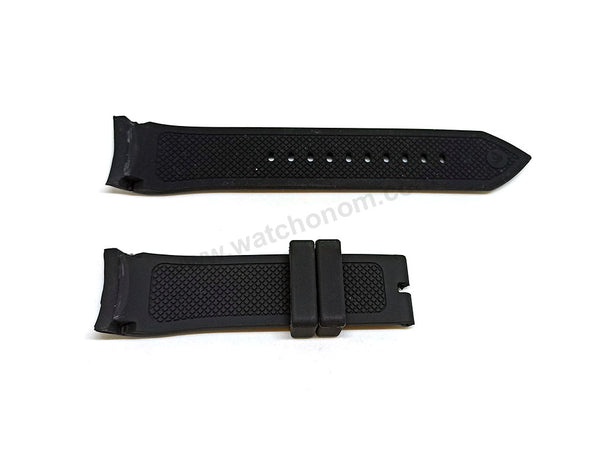 Fits/For Emporio Armani Tazio AR5977 , AR5978 , AR6053 - 23mm Black Rubber Silicone Replacement Curved End Watch Band Strap Belt