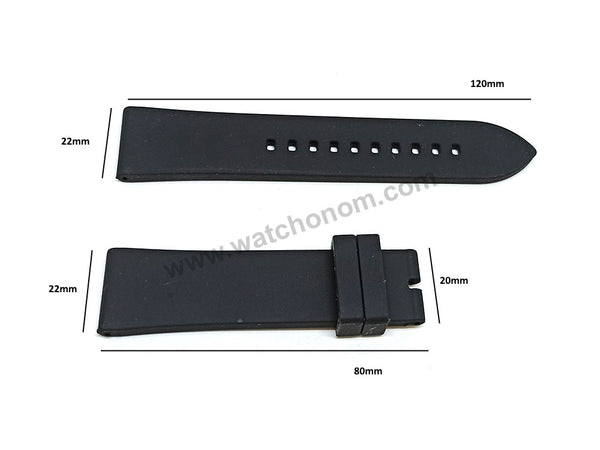 Fits/For Emporio Armani Connected ART3010 , ART3016 , ART3021 - 22mm Black Rubber Silicone Replacement Watch Band Strap Belt