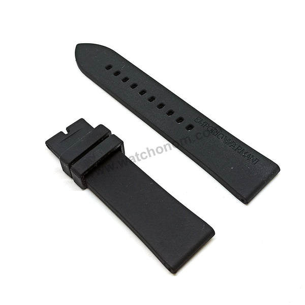 Fits/For Emporio Armani Connected ART3010 , ART3016 , ART3021 - 22mm Black Rubber Silicone Replacement Watch Band Strap Belt