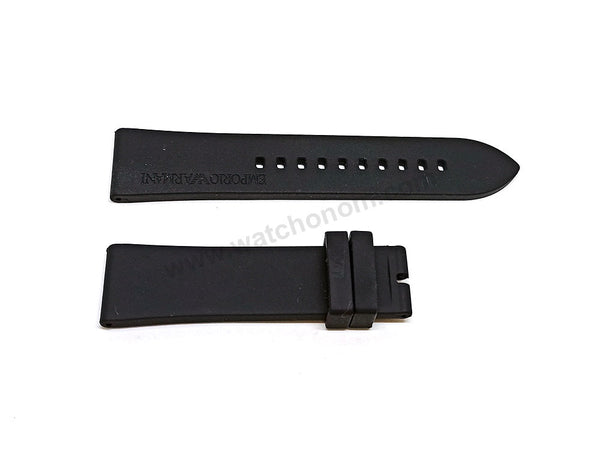 Fits/For Emporio Armani Connected ART3010 , ART3016 , ART3021 - 22mm Black Rubber Silicone Replacement Watch Band Strap Belt