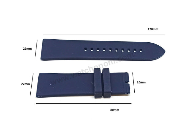 Fits/For Emporio Armani Connected ART3009 , ART3032 - 22mm Navy Blue Rubber Silicone Replacement Watch Band Strap Belt