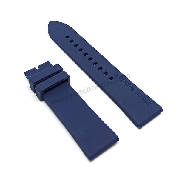 Fits/For Emporio Armani Connected ART3009 , ART3032 - 22mm Navy Blue Rubber Silicone Replacement Watch Band Strap Belt