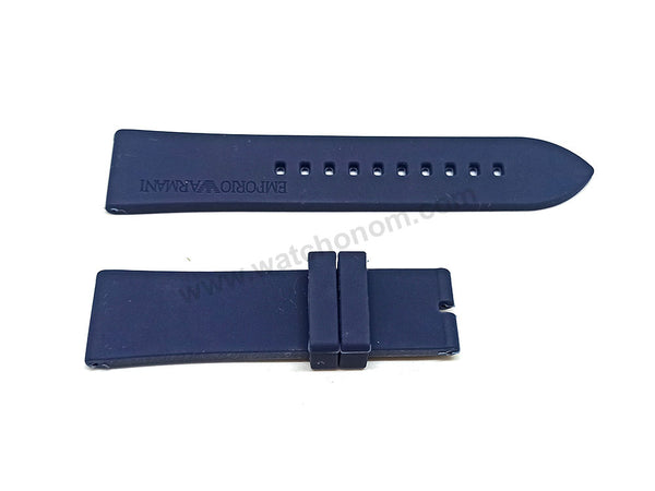 Fits/For Emporio Armani Connected ART3009 , ART3032 - 22mm Navy Blue Rubber Silicone Replacement Watch Band Strap Belt