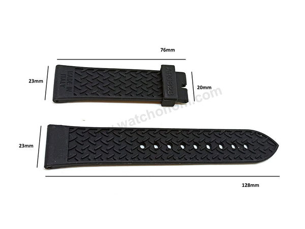 Fits/For Emporio Armani AR0548 , AR0584 , AR0593 , AR0595 - 23mm Black Rubber Silicone Replacement Watch Band Strap Belt