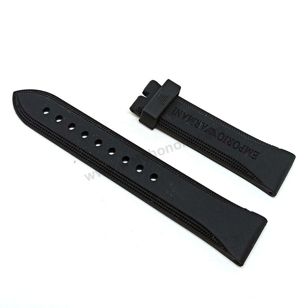 Fits/For Emporio Armani AR0828 , AR11101 - 23mm Black Rubber Silicone Replacement Watch Band Strap Belt