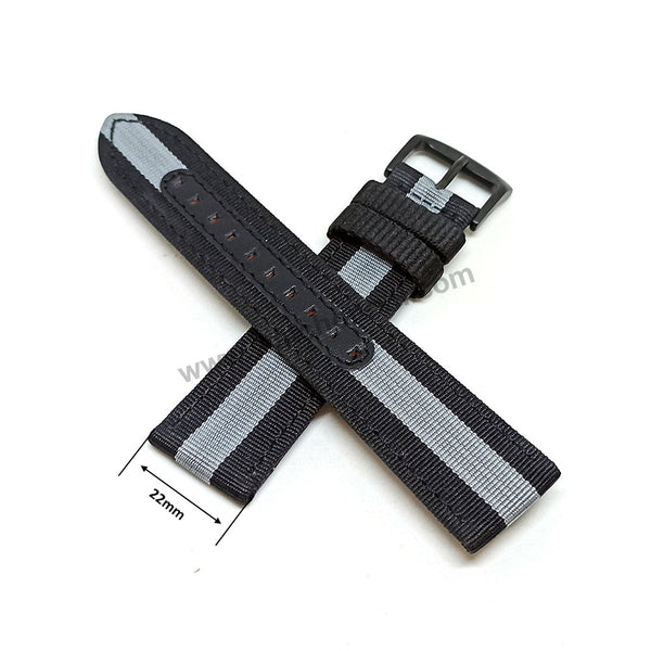 Fits/For Emporio Armani Luigi AR1948 - AR1949 , AR1950 , AR1816 - 22mm Black Textile on Leather Replacement Watch Band Strap Belt