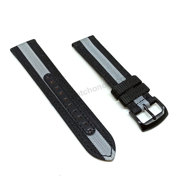 Fits/For Emporio Armani Luigi AR1948 - AR1949 , AR1950 , AR1816 - 22mm Black Textile on Leather Replacement Watch Band Strap Belt