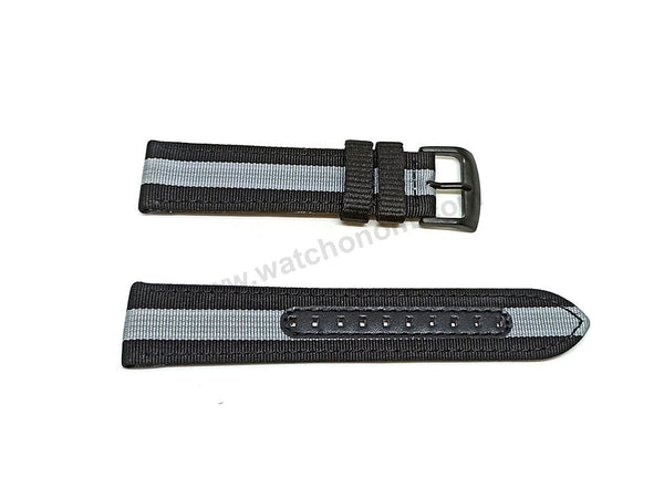 Fits/For Emporio Armani Luigi AR1948 - AR1949 , AR1950 , AR1816 - 22mm Black Textile on Leather Replacement Watch Band Strap Belt