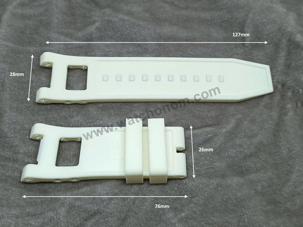 Fits/For Invicta SUBAQUA 3 NOMA III 24096 , 24358 , 24359 , 24360 - 28mm White Rubber Watch Band Strap Belt