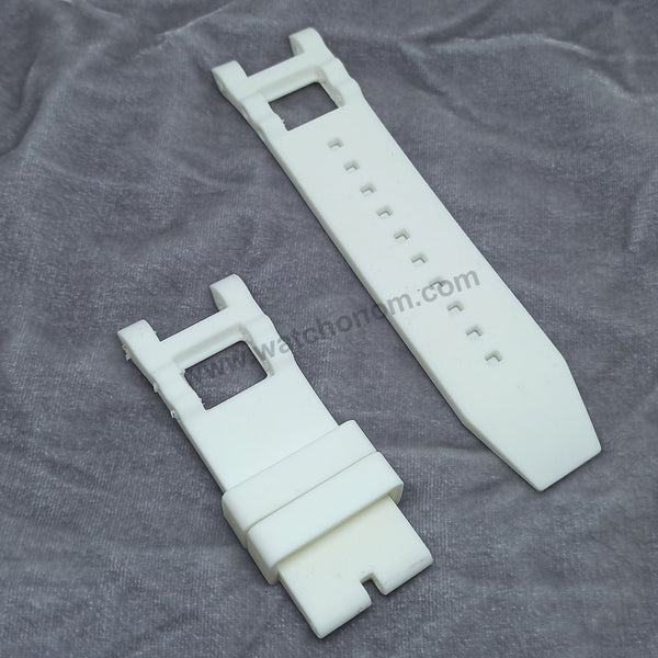 Fits/For Invicta SUBAQUA 3 NOMA III 24361 , 24362 , 24363 , 37328 - 28mm White Rubber Watch Band Strap Belt