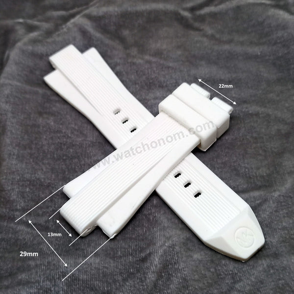 Fits/For Michael Kors Dylan MK8492 , MK8577 , MK8810 , MK8897 - 13mm White Rubber Silicone Replacement Watch Band Strap