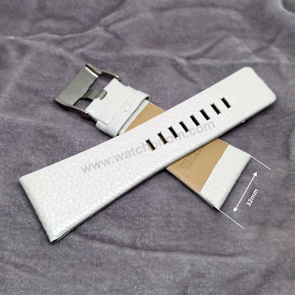 Fits/For Diesel wristwatches - 32mm off-White Genuine Leather Replacement Watch Strap Band Belt