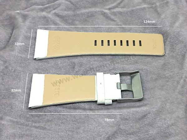 Fits/For Diesel wristwatches - 32mm off-White Genuine Leather Replacement Watch Strap Band Belt