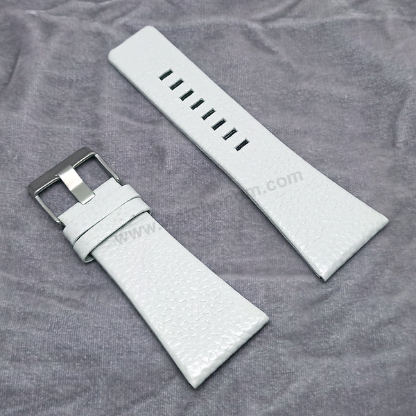 Fits/For Diesel wristwatches - 32mm off-White Genuine Leather Replacement Watch Strap Band Belt