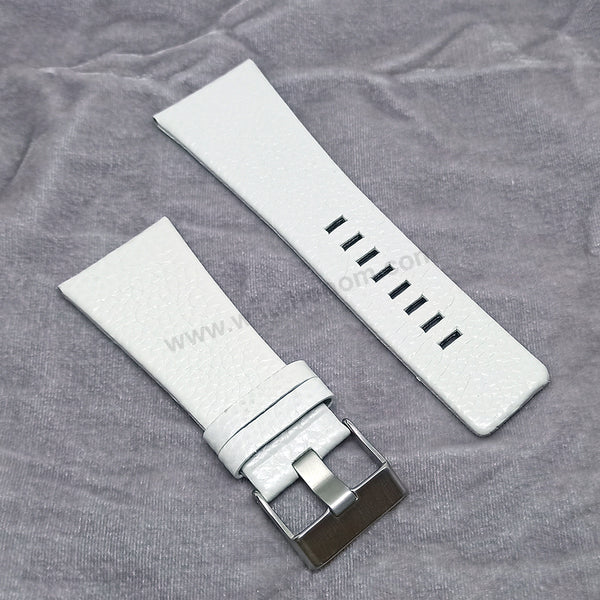 Fits/For Diesel wristwatches - 32mm off-White Genuine Leather Replacement Watch Strap Band Belt