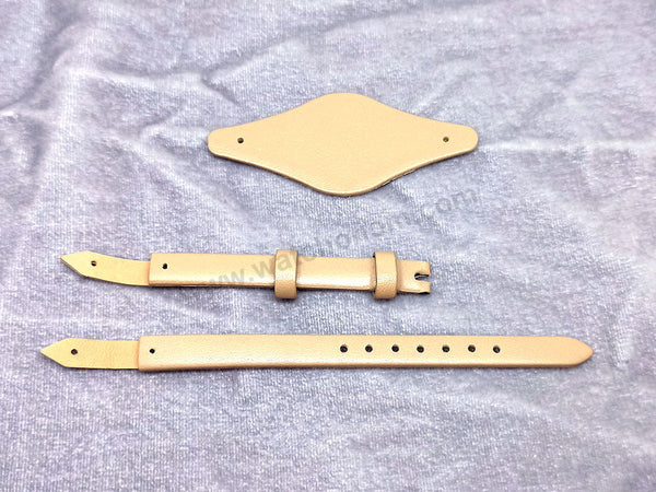 Fossil Georgia ES2830 , ES3262 , ES3618 , ES3150 , ES3151 , BQ3030 - Fits with 8mm Beige - Light Brown Genuine Leather Replacement Watch Band Strap Bangle