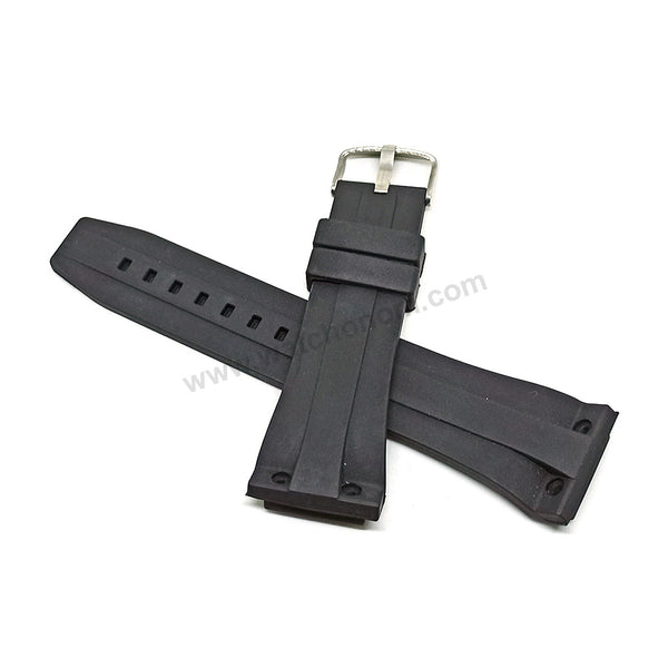 Fits/for Concord Wristwatches - 25mm Black Rubber Silicone Watch Band Strap Belt