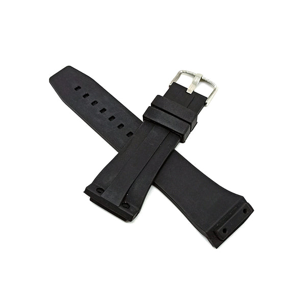 Fits/for Concord Wristwatches - 25mm Black Rubber Silicone Watch Band Strap Belt