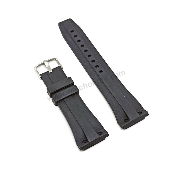 Fits/for Concord Wristwatches - 25mm Black Rubber Silicone Watch Band Strap Belt