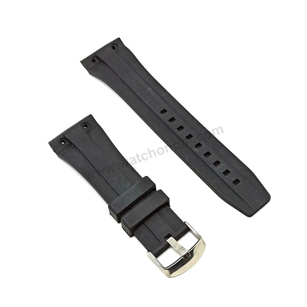 Fits/for Concord Wristwatches - 25mm Black Rubber Silicone Watch Band Strap Belt