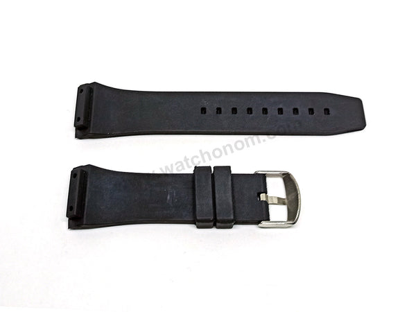 Fits/for Concord Wristwatches - 25mm Black Rubber Silicone Watch Band Strap Belt