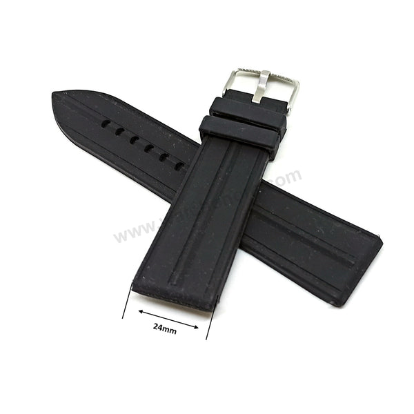 Fits/For Hugo Boss 1513452 Berlin - 24mm Black Rubber/Silicone Replacement Watch Band Strap Belt