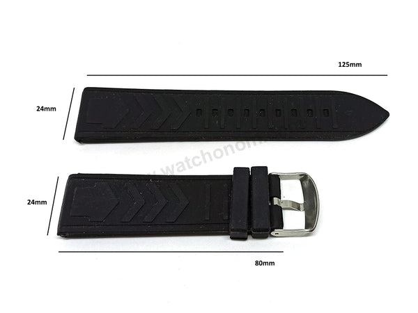 Fits/For Hugo Boss 1513452 Berlin - 24mm Black Rubber/Silicone Replacement Watch Band Strap Belt