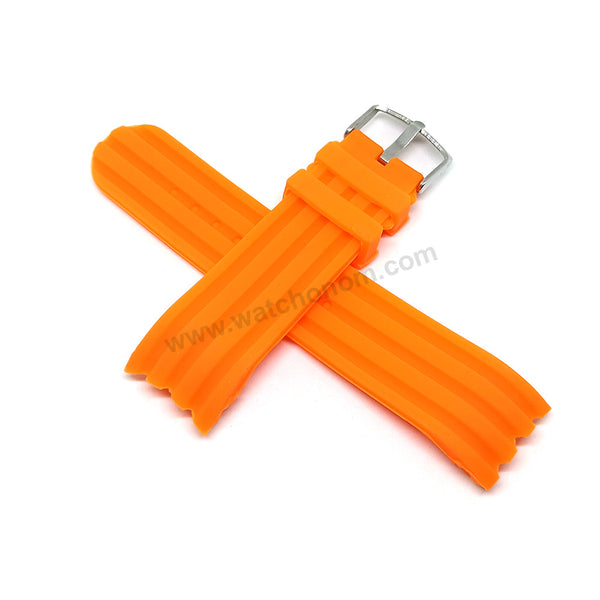 Fits/For Nautica A17586G , A18723G , A20044G - 24mm Orange Rubber Silicone Replacement Watch Band Strap Belt