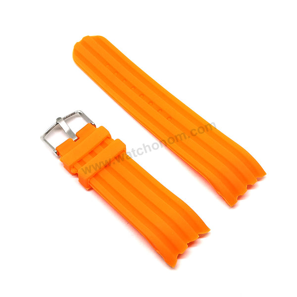 Fits/For Nautica A17586G , A18723G , A20044G - 24mm Orange Rubber Silicone Replacement Watch Band Strap Belt