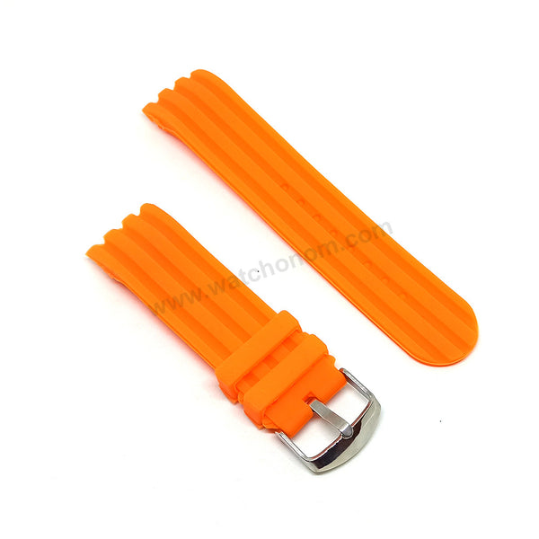 Fits/For Nautica A17586G , A18723G , A20044G - 24mm Orange Rubber Silicone Replacement Watch Band Strap Belt