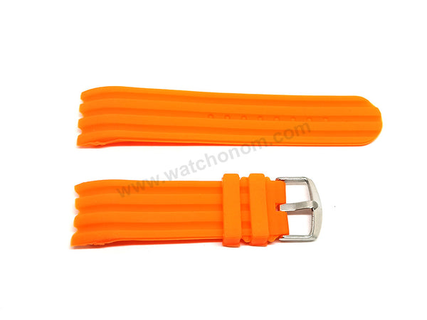 Fits/For Nautica A17586G , A18723G , A20044G - 24mm Orange Rubber Silicone Replacement Watch Band Strap Belt