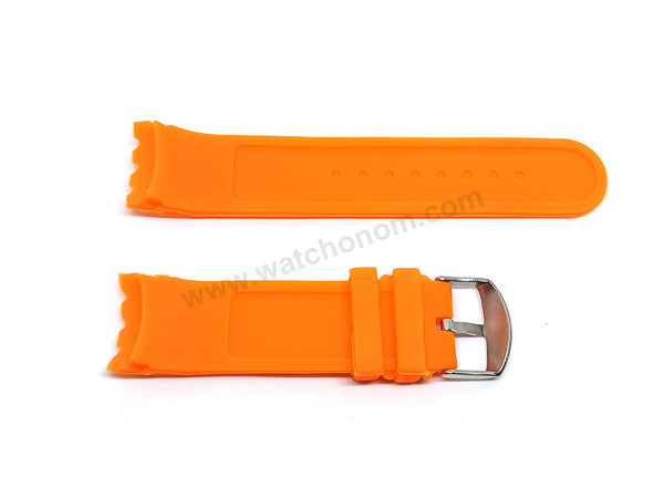 Fits/For Nautica A17586G , A18723G , A20044G - 24mm Orange Rubber Silicone Replacement Watch Band Strap Belt