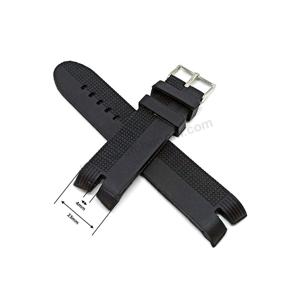 23mm Black Rubber Silicone Curved End Replacement Watch Band Strap - Fits/For Roger Dubuis