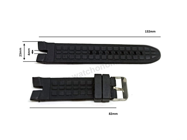 23mm Black Rubber Silicone Curved End Replacement Watch Band Strap - Fits/For Roger Dubuis