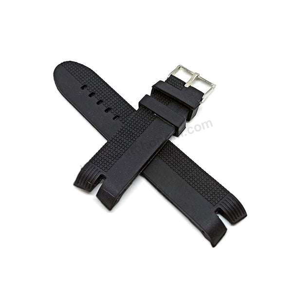 23mm Black Rubber Silicone Curved End Replacement Watch Band Strap - Fits/For Roger Dubuis