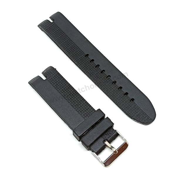 23mm Black Rubber Silicone Curved End Replacement Watch Band Strap - Fits/For Roger Dubuis