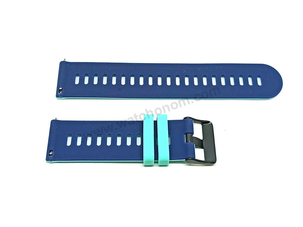 Fits/For Emporio Armani AR1949 Luigi  - 22mm Turquoise on Ocean Blue Rubber Silicone Replacement Watch Band Strap Belt