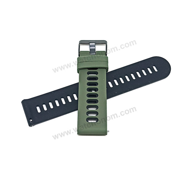 Fits/For Emporio Armani AR1950 Luigi  - 22mm Green on Black Rubber Silicone Replacement Watch Band Strap Belt