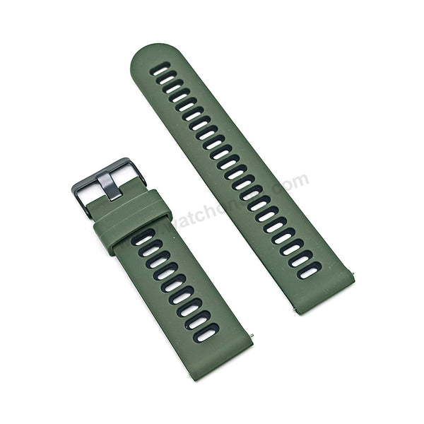 Fits/For Emporio Armani AR1950 Luigi  - 22mm Green on Black Rubber Silicone Replacement Watch Band Strap Belt