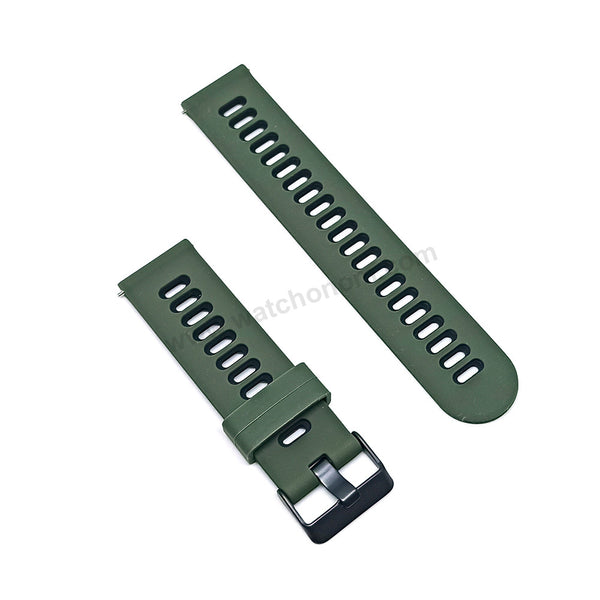 Fits/For Emporio Armani AR1950 Luigi  - 22mm Green on Black Rubber Silicone Replacement Watch Band Strap Belt