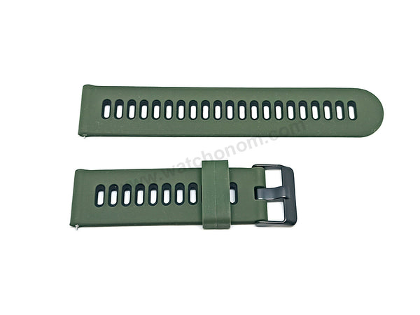 Fits/For Emporio Armani AR1950 Luigi  - 22mm Green on Black Rubber Silicone Replacement Watch Band Strap Belt