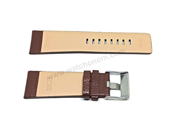 Fits/For Diesel DZ1206 , DZ1399 Master Chief - 27mm Brown Genuine Leather Watch Band Strap Belt