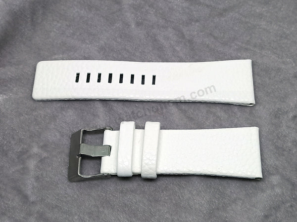 Fits/For Diesel DZ1451 Time 3 hands - 27mm White Genuine Leather Watch Band Strap Belt