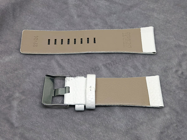 Fits/For Diesel DZ1451 Time 3 hands - 27mm White Genuine Leather Watch Band Strap Belt