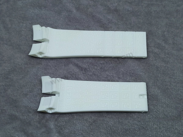 Fits/For Roger Dubuis Excalibur and EasyDrive - 26mm White High Quality Rubber ES45 Watch Band Strap Belt