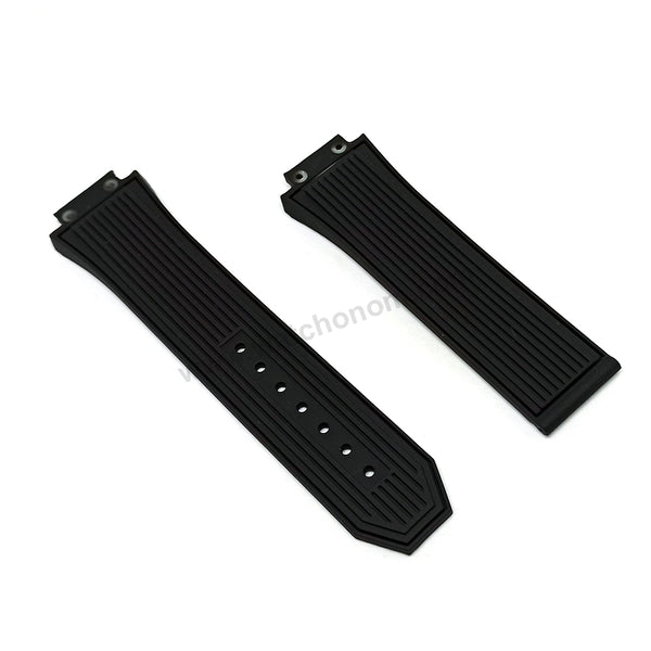 Fits/For Hublot Bigbang 42mm - 17mm Black on Black Replacement Watch Band Strap Belt