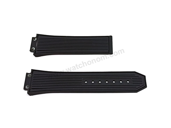 Fits/For Hublot Bigbang 42mm - 17mm Black on Black Replacement Watch Band Strap Belt